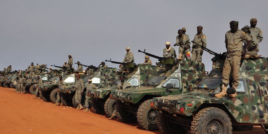 Chadian Troops in Mali with Armored Personnel Carriers
